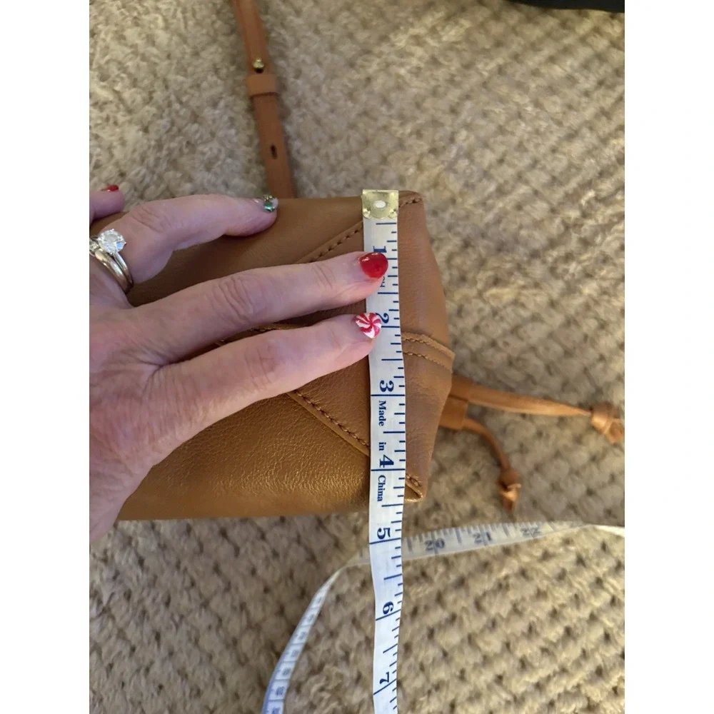 MADEWELL The Piazza Mini Caramel Genuine Leather Crossbody Bag Drawstring